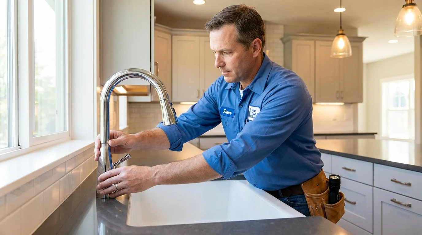 Kitchen faucet installation by Johns Plumbing LLC in North Reading