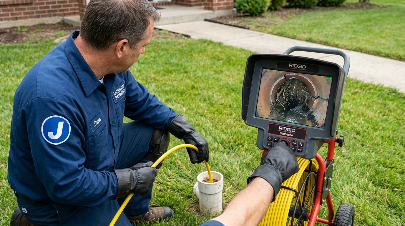 Sewer camera inspection being performed by Johns Plumbing LLC in North Reading